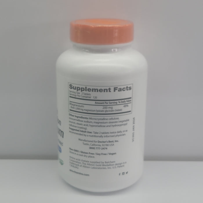 Doctor's Best High Absorption Magnesium Lysinate Glycinate 100mg 240 tablets