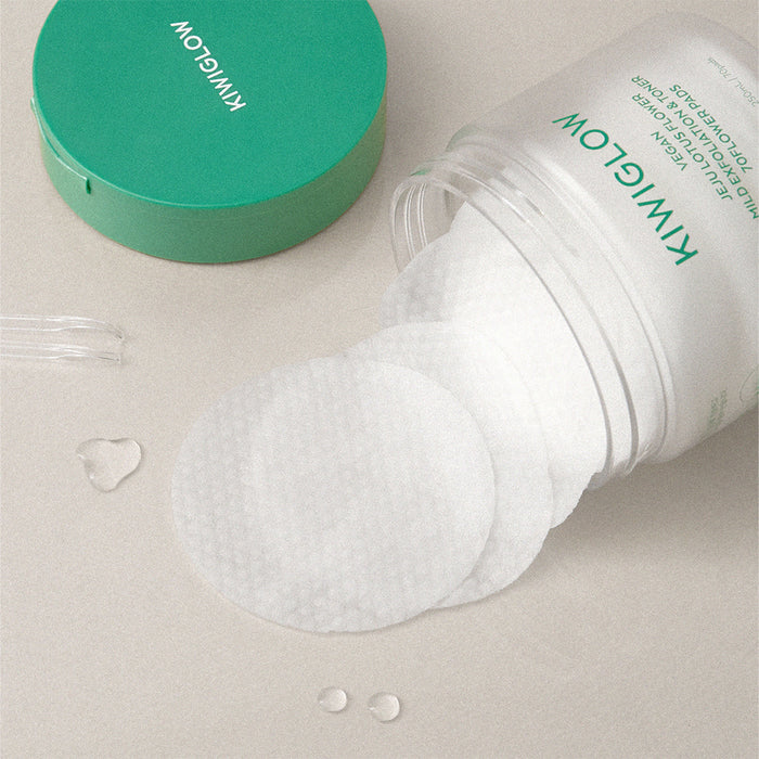 Kiwiglow Jeju Lotus Flower Mild Exfoliation & Toner Flower Pads (70 pcs, 250 ml)