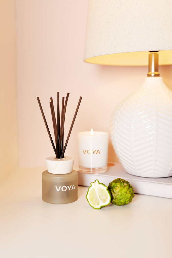 Essential Oil Scented Candle and Reed Diffuser, African Lime and Clove Scent, VOYA Skincare USA