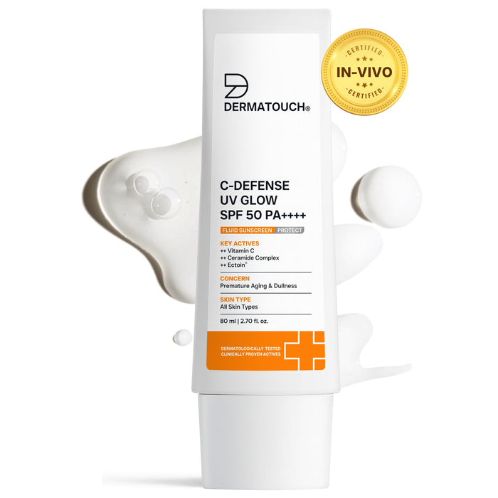 C-Defense UV Glow SPF 50 PA++++ Fluid Sunscreen for Premature Aging & Sunburn (In-Vivo & In-Vitro Tested) 80ml