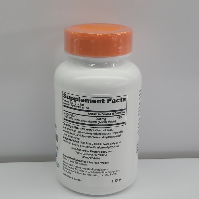 Doctor's Best High Absorption Magnesium Lysinate Glycinate 100mg 120 tablets exp.12/24