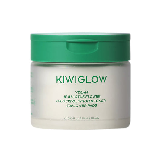 Kiwiglow Jeju Lotus Flower Mild Exfoliation & Toner Flower Pads (70 pcs, 250 ml)