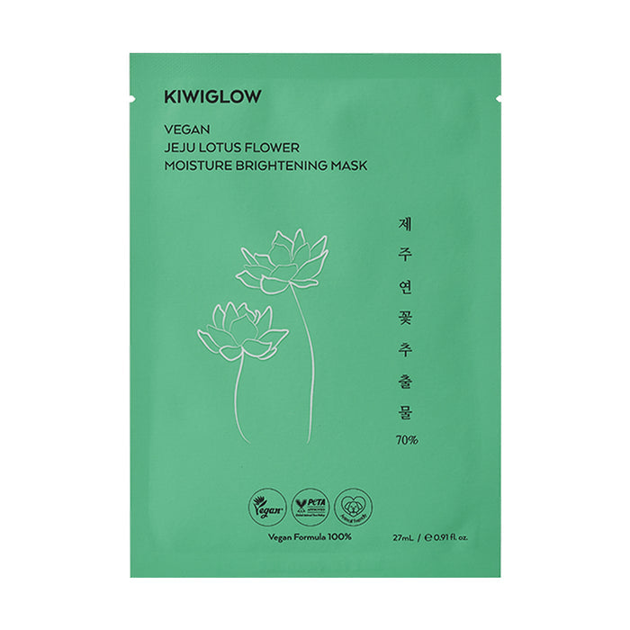 Kiwiglow Vegan Jeju Lotus FlowerMoisture Brightening Mask - 27ml*10mask pcs