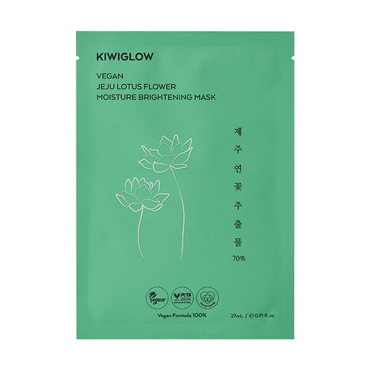 Kiwiglow Vegan Jeju Lotus FlowerMoisture Brightening Mask - 27ml*10mask pcs