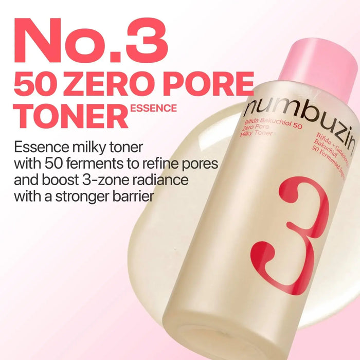 numbuzin No.3 Bifida Bakuchiol Zero Pore Milky Toner Light Numbuzin