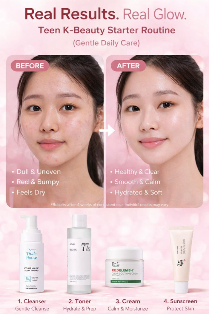 Teen K-Beauty Starter Routine (Gentle Daily Care)