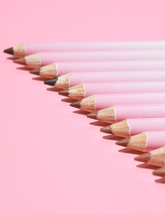 An image of the P.Louise Ultimate Definition Sharpenable Lip Liners in an inclined row showing the liner tips